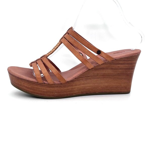 UGG Mattie Wedge Heeled Platform Sandals Womens Size 10 Slip On Leather & Braid - Picture 9 of 15